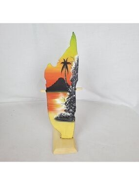 Hand painted Jamaican island board and stand